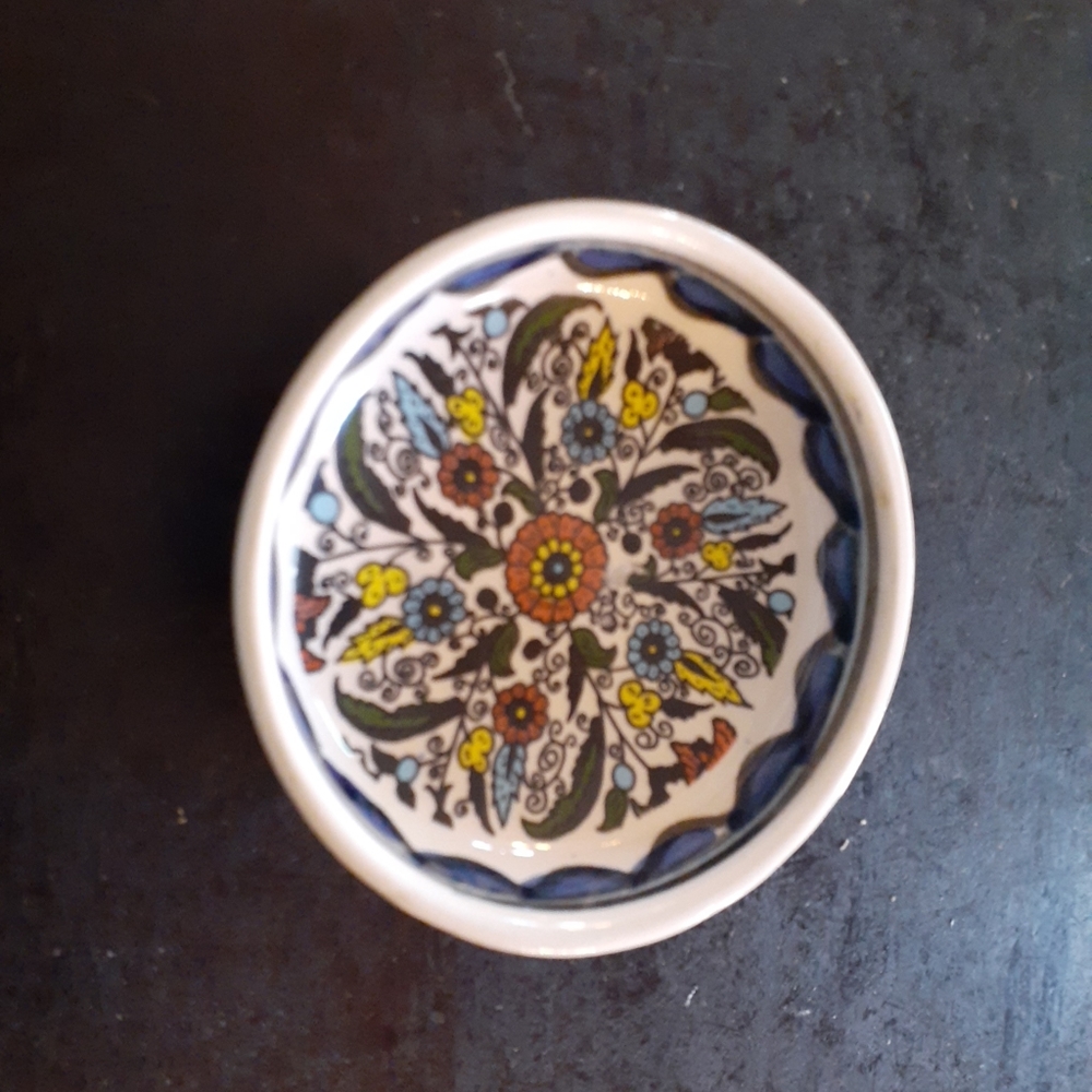GORGEOUS Handpainted 4" Trinket Bowl Made in Jerusalem.